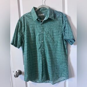 Men's Green Patterned Short Sleeve Button Up Size Large Sonoma Brand